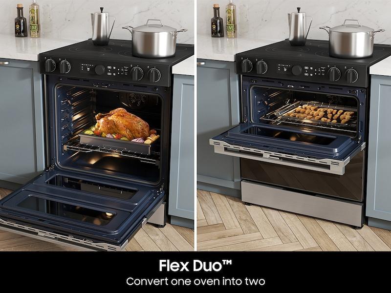 Bespoke Smart Slide-In Electric Range 6.3 cu. ft. with Flex Duo™ & Illuminated Precision Knobs in Stainless Steel