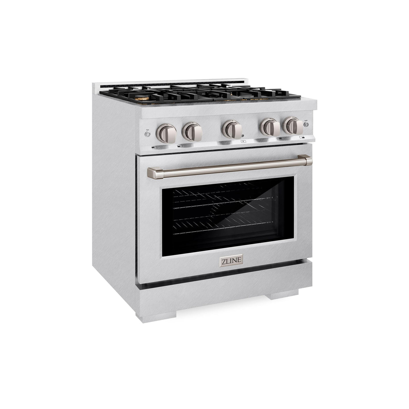 ZLINE 30 in. 4.2 cu. ft. Select Dual Fuel Range with Gas Cooktop and Electric Convection Oven in DuraSnow' Stainless Steel with 4 Brass Burners (HDRS-BR-30)