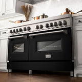 ZLINE 60 in. 7.4 cu. ft. Dual Fuel Range with Gas Stove and Electric Oven in Stainless Steel with Color Options (RA60) [Color: Black Matte]