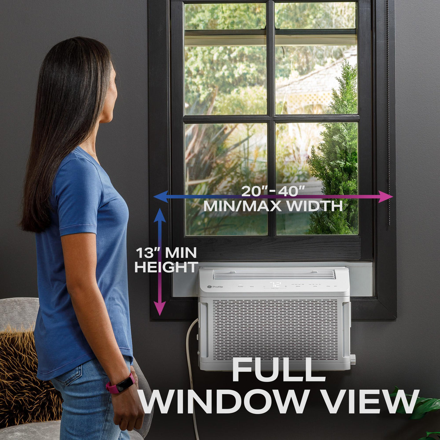 GE Profile ClearView™ 8,300 BTU Smart Ultra Quiet Window Air Conditioner for Medium Rooms up to 350 sq. ft.