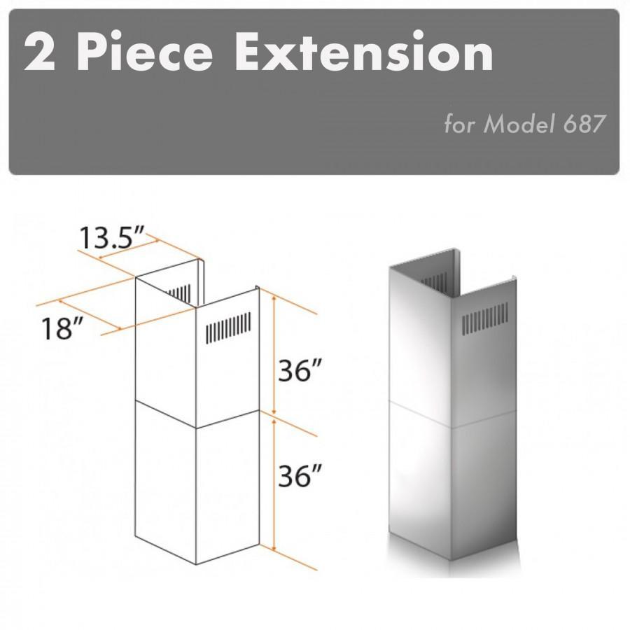 ZLINE 2-36 in. Chimney Extensions for 10 ft. to 12 ft. Ceilings (2PCEXT-687)