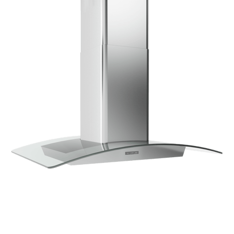 Brisas Curved Glass Chim. Is., 30" G, 600 CFM, ACT, LED