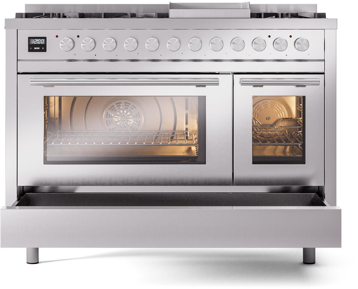 Professional Plus II 48 Inch Dual Fuel Liquid Propane Freestanding Range in Stainless Steel with Trim