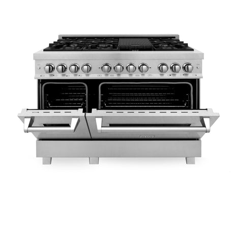 ZLINE 48 in. DuraSnow Stainless Steel 6.0 cu.ft. 7 Gas Burner/Electric Oven Range with Color Door Options (RAS-SN-48) [Color: DuraSnow Stainless Steel]