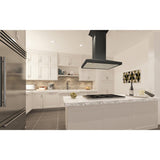 ZLINE Remote Blower Wooden Island Mount Range Hood in Black (KBiCC-RD/RS) [Size: 30 Inch, CFM: 700]