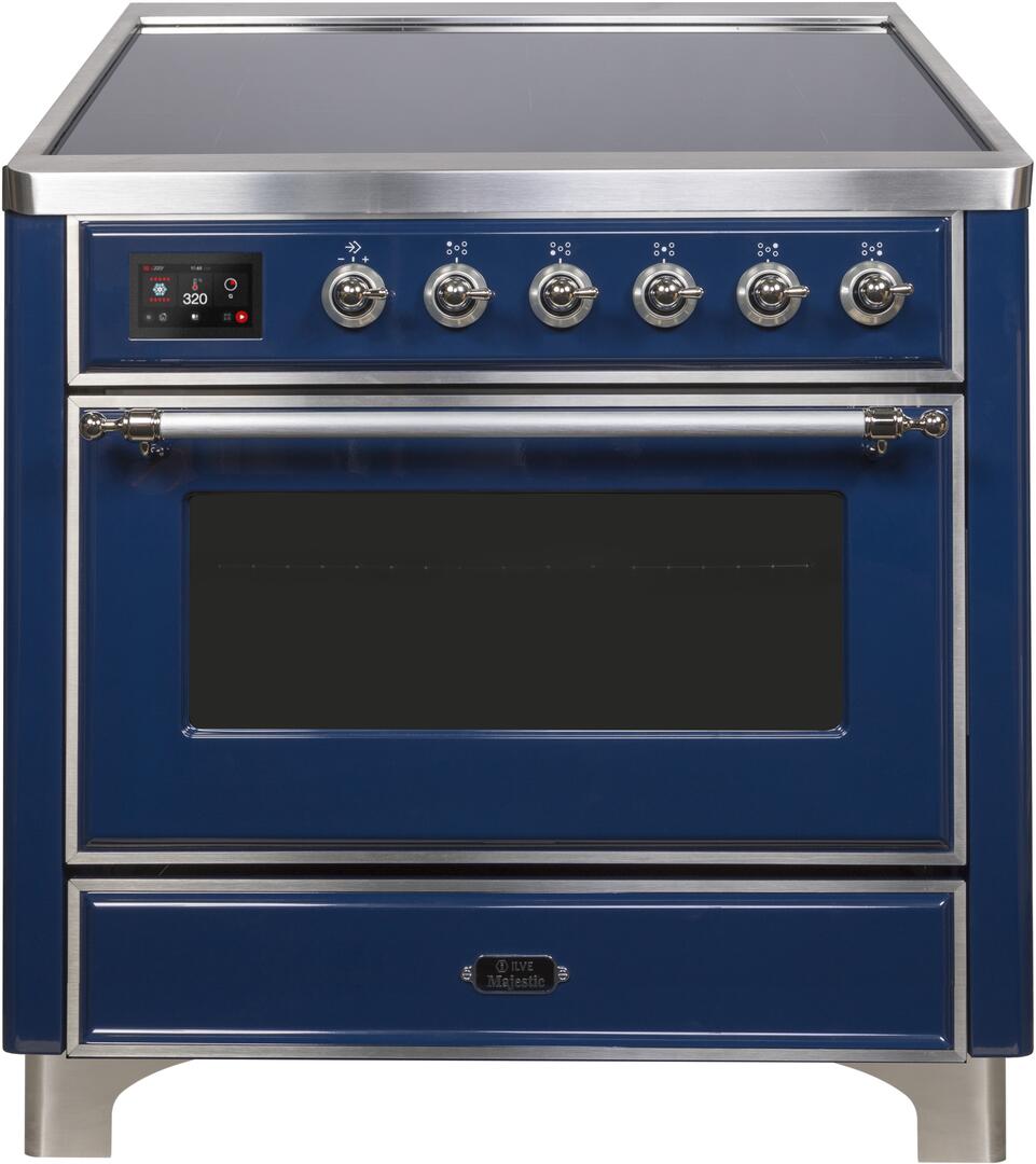 Majestic II 36 Inch Electric Freestanding Range in Blue with Chrome Trim