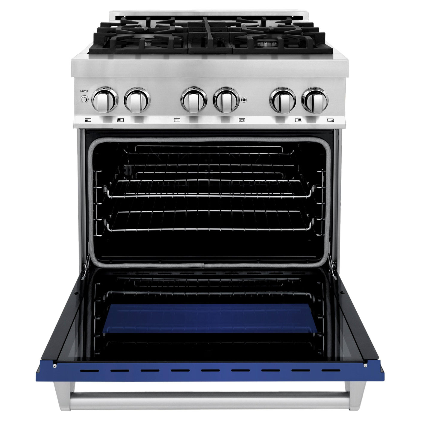 ZLINE 30 in. Dual Fuel Range with Gas Stove and Electric Oven in Stainless Steel (RA30) [Color: Blue Matte]