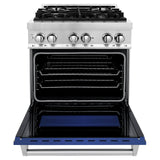 ZLINE 30 in. Dual Fuel Range with Gas Stove and Electric Oven in Stainless Steel (RA30) [Color: Blue Matte]