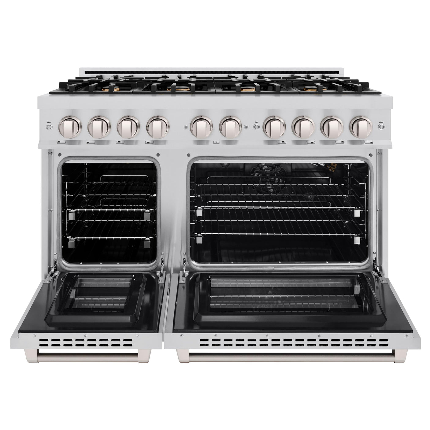 ZLINE 48 in. 6.7 cu. ft. Select Double Oven Gas Range in Stainless Steel with 8 Brass Burners (HGR-BR-48)