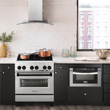 ZLINE Autograph Edition 30 in. 4.0 cu. ft. Dual Fuel Range with Gas Stove and Electric Oven in Stainless Steel with White Matte Door and Accents (RAZ-WM-30) [Color: Matte Black]