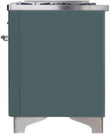 Majestic II 60 Inch Dual Fuel Natural Gas Freestanding Range in Blue Grey with Chrome Trim