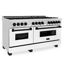 ZLINE Autograph Edition 60" 7.4 cu. ft. Dual Fuel Range with Gas Stove and Electric Oven in Stainless Steel with White Matte Door and Accents (RAZ-WM-60) [Color: Matte Black]