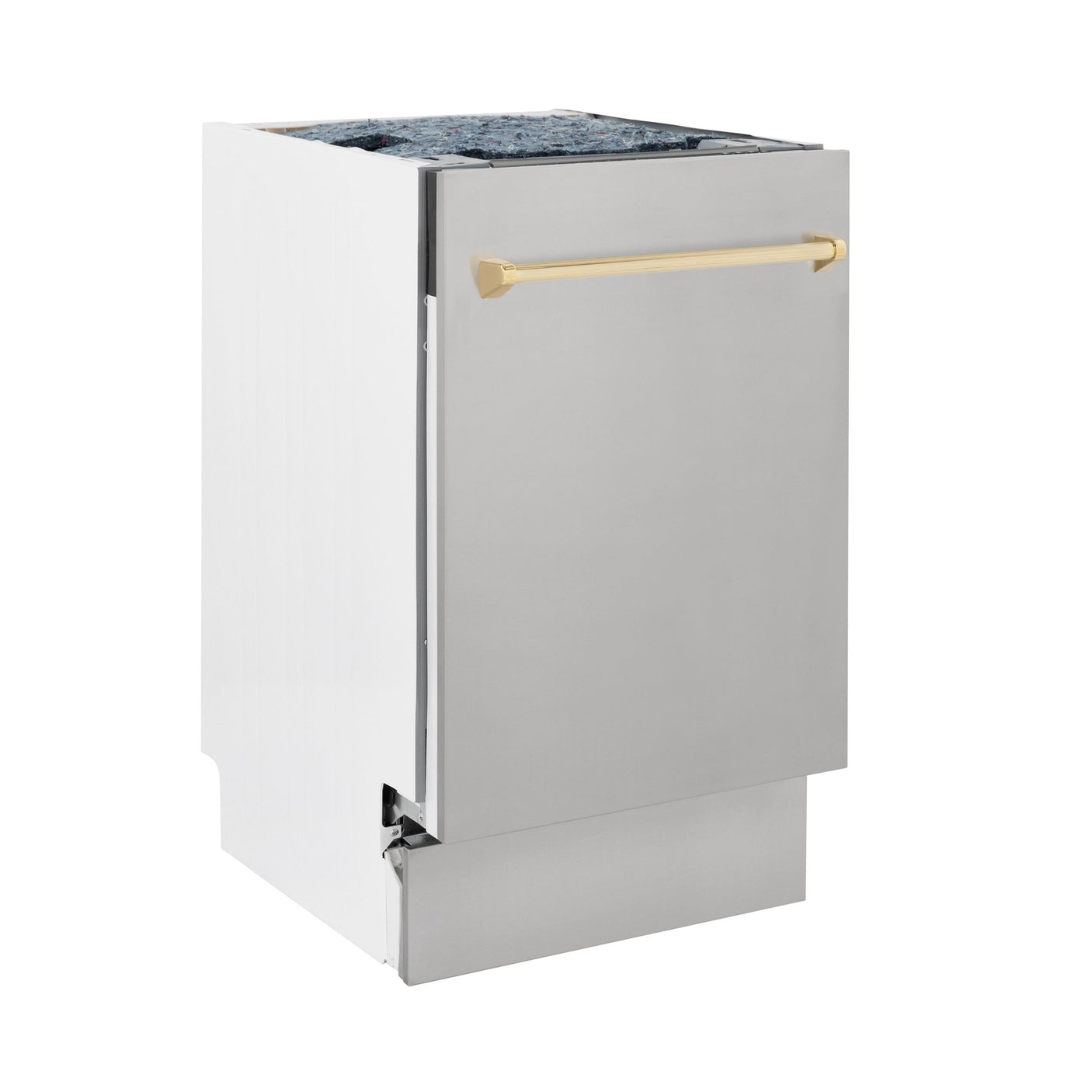 ZLINE Autograph Edition 18 Compact 3rd Rack Top Control Dishwasher in Stainless Steel with Accent Handle, 51dBa (DWVZ-304-18) [Color: Gold]