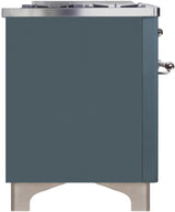 Majestic II 48 Inch Dual Fuel Liquid Propane Freestanding Range in Blue Grey with Chrome Trim