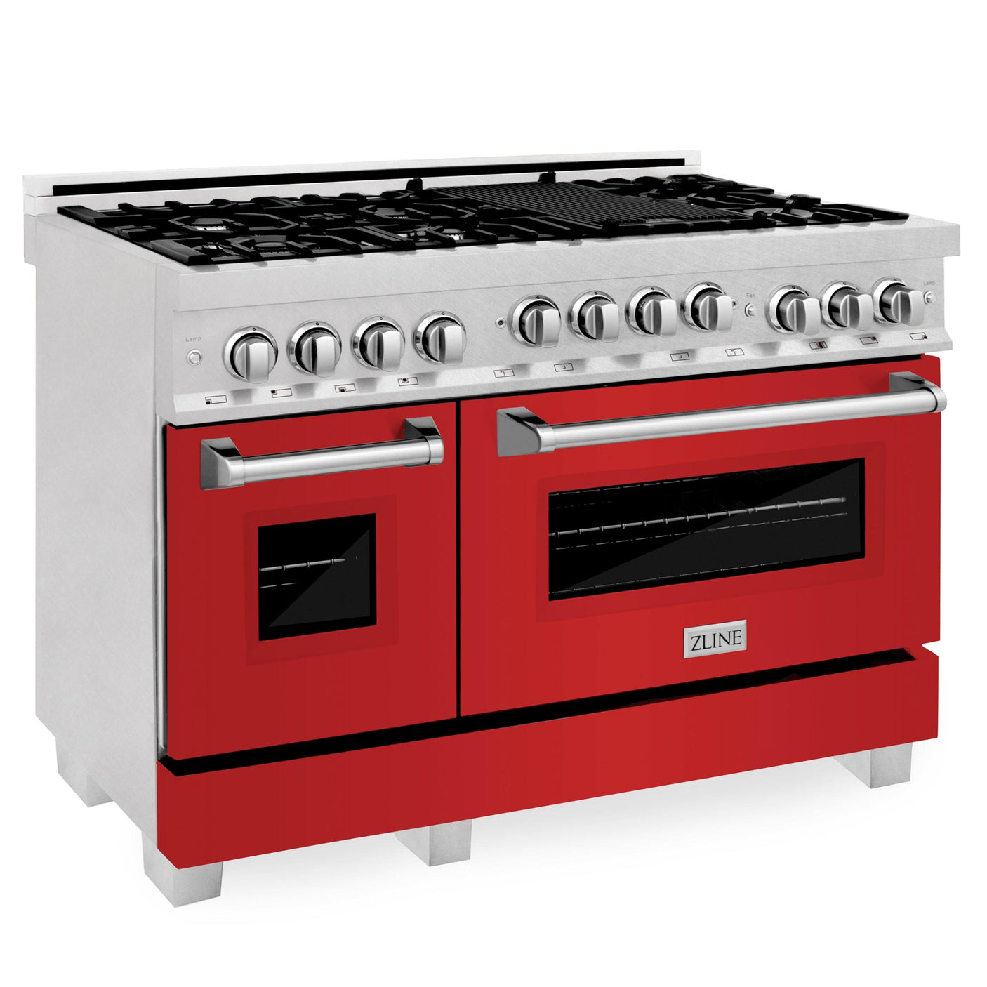 ZLINE 48" 6.0 cu. ft. Range with Gas Stove and Gas Oven in ZLINE DuraSnow Stainless Steel® (RGS-SN-48) [Color: Red Matte]