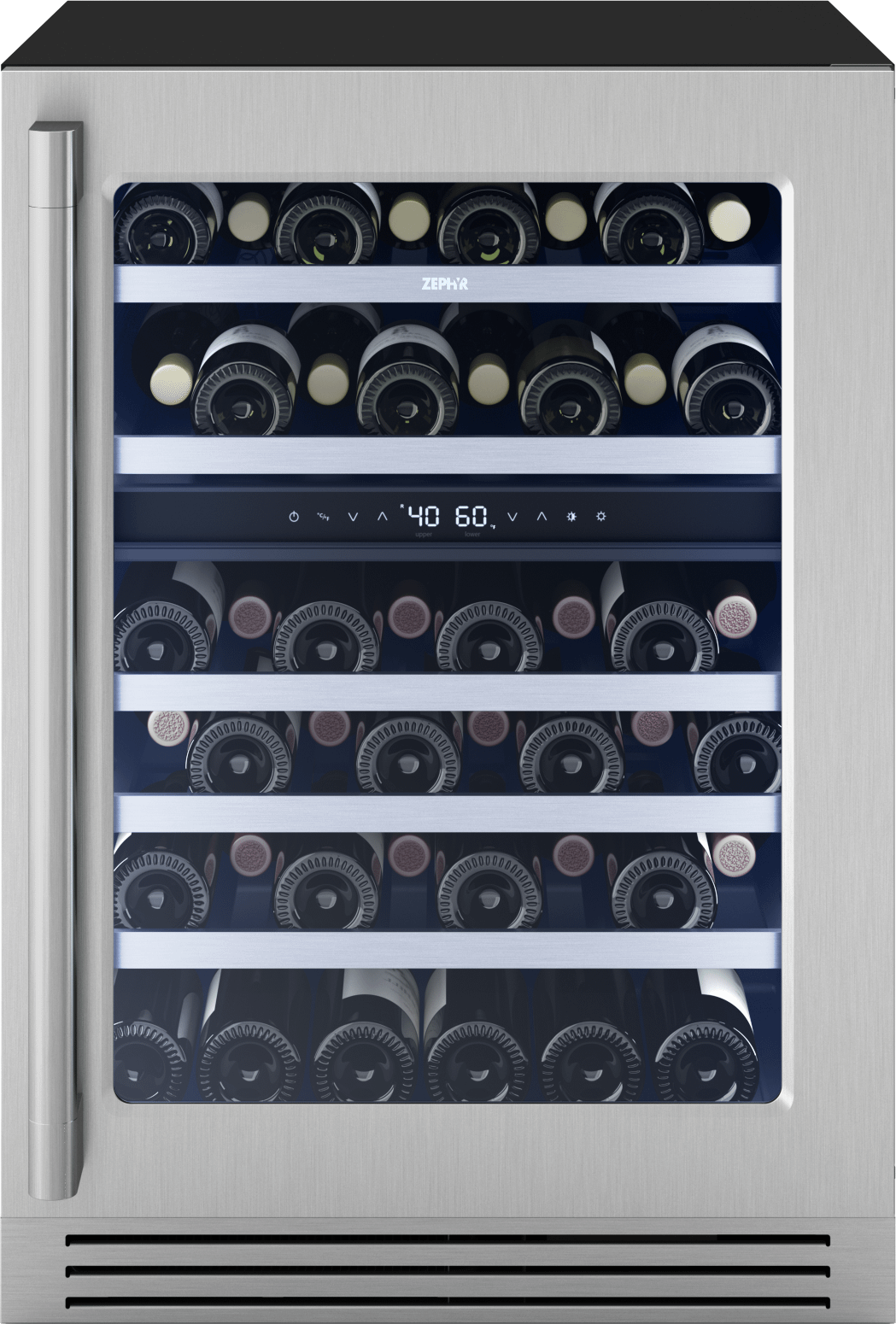 Presrv Pro Wine Cooler, 24in Under Cabinet, SS+Glass, Reverse Door, 2 Zone