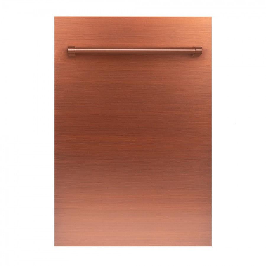 ZLINE 18 in. Compact Top Control Dishwasher with Stainless Steel Tub and Traditional Handle, 52dBa (DW-18) [Color: Copper]