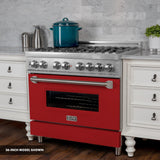 ZLINE 30 in. 4.0 cu. ft. Dual Fuel Range with Gas Stove and Electric Oven in All DuraSnow Stainless Steel with Color Door Options (RAS-SN-30) [Color: Red Matte]