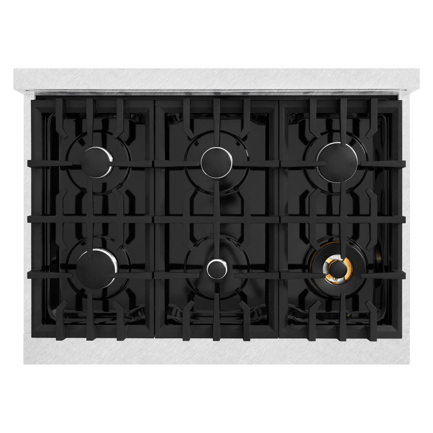 ZLINE 36 in. 5.2 cu. ft. Select Dual Fuel Range with 6 Burner Gas Cooktop and Electric Convection Oven in DuraSnow' Stainless Steel with White Matte Door (HDRS-WM-36)