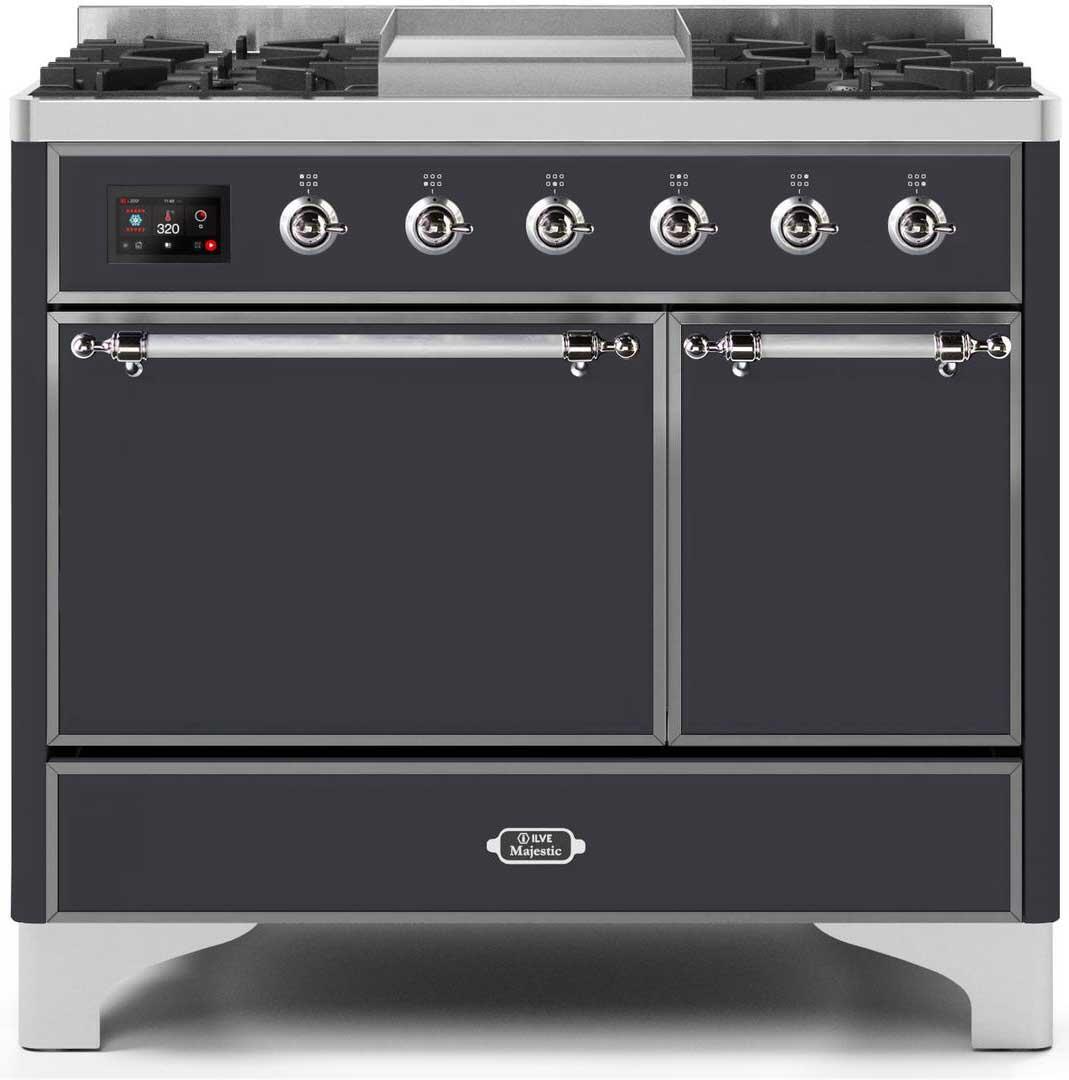 Majestic II 40 Inch Dual Fuel Liquid Propane Freestanding Range in Matte Graphite with Chrome Trim