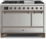 Majestic II 48 Inch Dual Fuel Natural Gas Freestanding Range in Stainless Steel with Bronze Trim