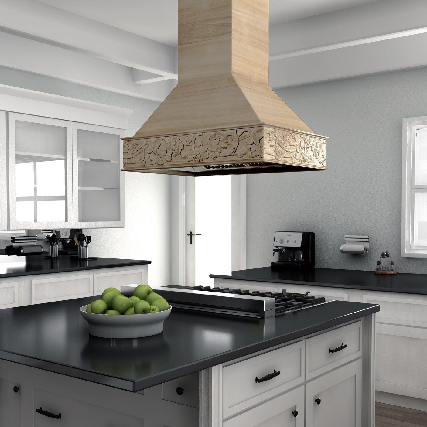 ZLINE 36 in. Unfinished Wooden Island Mount Range Hood (9373UF-36)