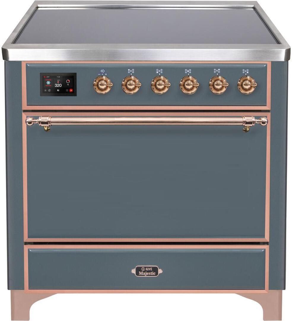 Majestic II 36 Inch Electric Freestanding Range in Blue Grey with Copper Trim