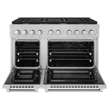 ZLINE 48 in. 6.7 cu. ft. Paramount Double Oven Dual Fuel Range in DuraSnow' Stainless Steel with 8 Brass Burners (SDRS-BR-48)