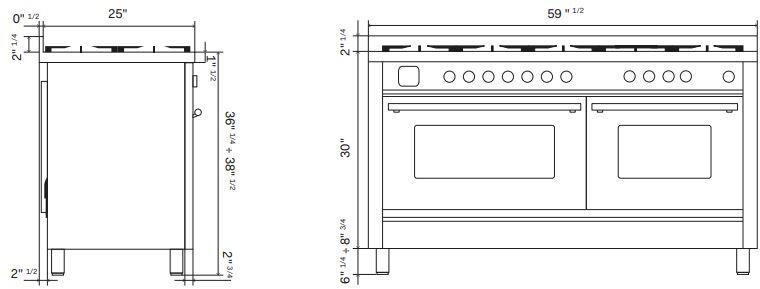 Professional Plus II 60 Inch Dual Fuel Liquid Propane Freestanding Range in Blue Grey with Trim