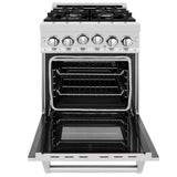 ZLINE 24 in. 2.8 cu. ft. Range with Gas Stove and Gas Oven in DuraSnow Stainless Steel (RGS-SN-24) [Color: DuraSnow Stainless Steel with Brass Burners]