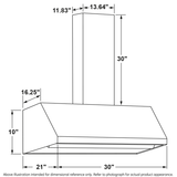 30" Designer Wall Mount Hood w/ Dimmable LED Lighting