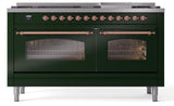 Nostalgie II 60 Inch Dual Fuel Liquid Propane Freestanding Range in Emerald Green with Copper Trim