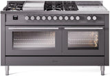 Professional Plus II 60 Inch Dual Fuel Natural Gas Freestanding Range in Matte Graphite with Trim