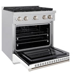 ZLINE 30 in. 4.2 cu. ft. Paramount Dual Fuel Range with 4 Burner Gas Cooktop and Electric Convection Oven in DuraSnow' Stainless Steel with White Matte Door (SDRS-WM-30)