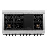 ZLINE Autograph Edition 48" 6.0 cu. ft. Dual Fuel Range with Gas Stove and Electric Oven in DuraSnow Stainless Steel with White Matte Door with Accents (RASZ-WM-48) [Color: Matte Black]