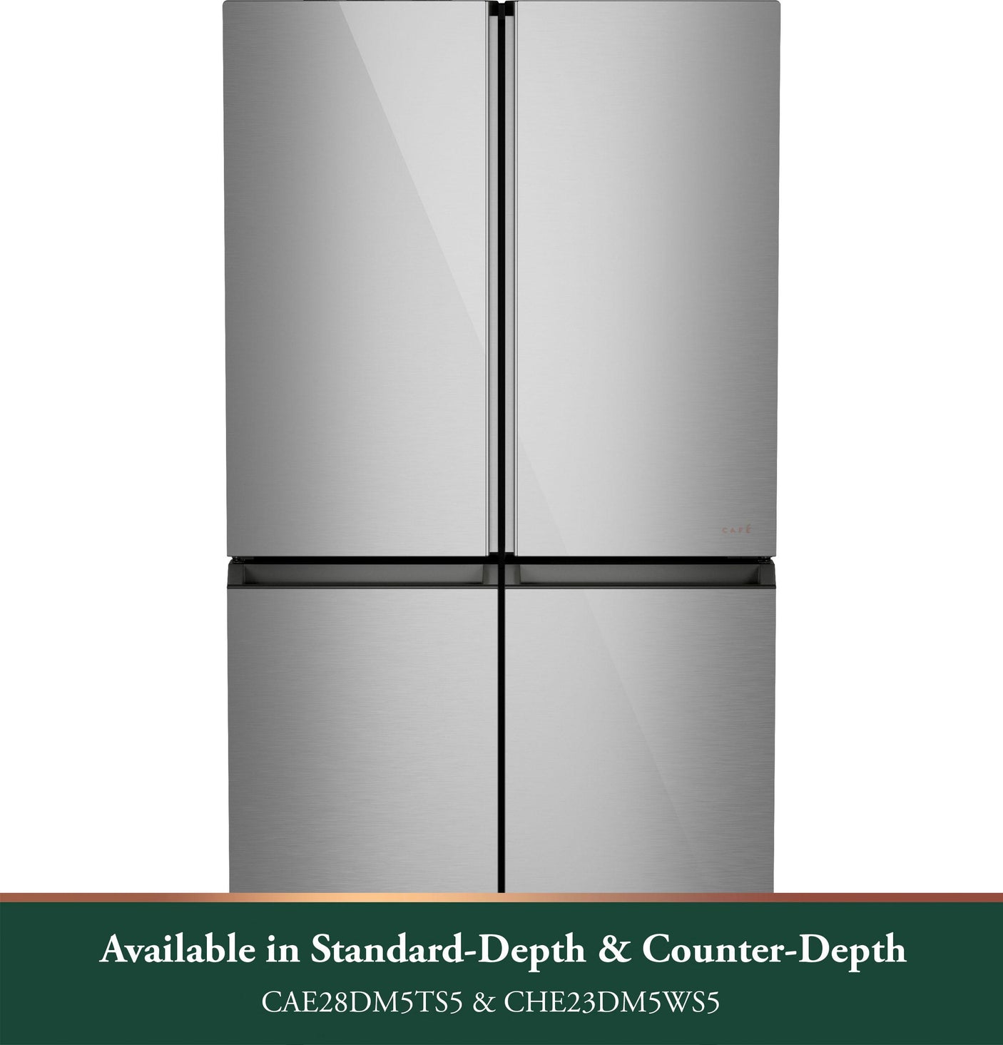 Café™ ENERGY STAR® 22.9 Cu. Ft. Smart Counter-Depth Quad-Door Refrigerator in Platinum Glass with Dual-Dispense AutoFill Pitcher