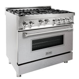 ZLINE 36" Professional 4.6 cu. ft. 6 Gas on Gas Range in Stainless Steel with Color Door Options (RG36) [Color: Blue Gloss]