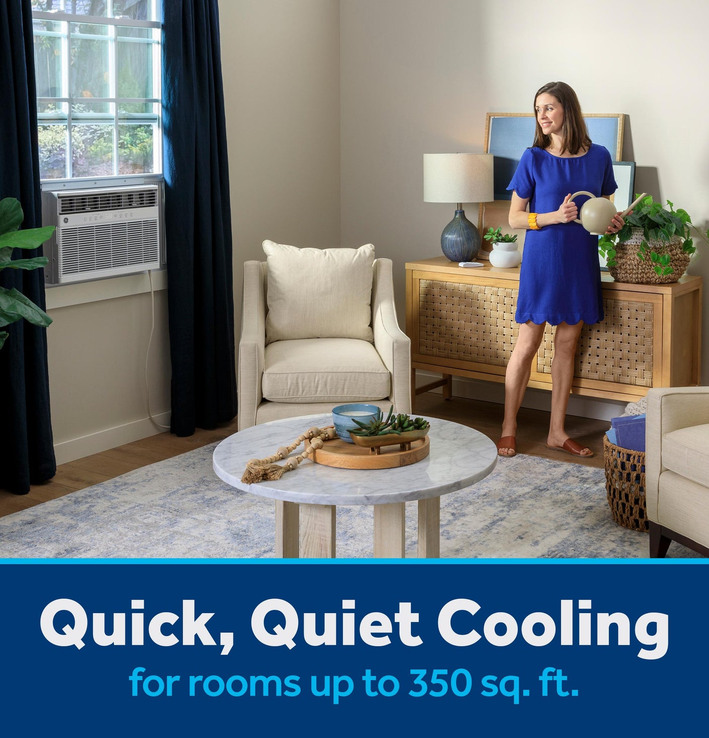 GE® 8,000 BTU Smart Heat/Cool with Heat Pump Electronic Window Air Conditioner for Medium Rooms up to 350 sq. ft.