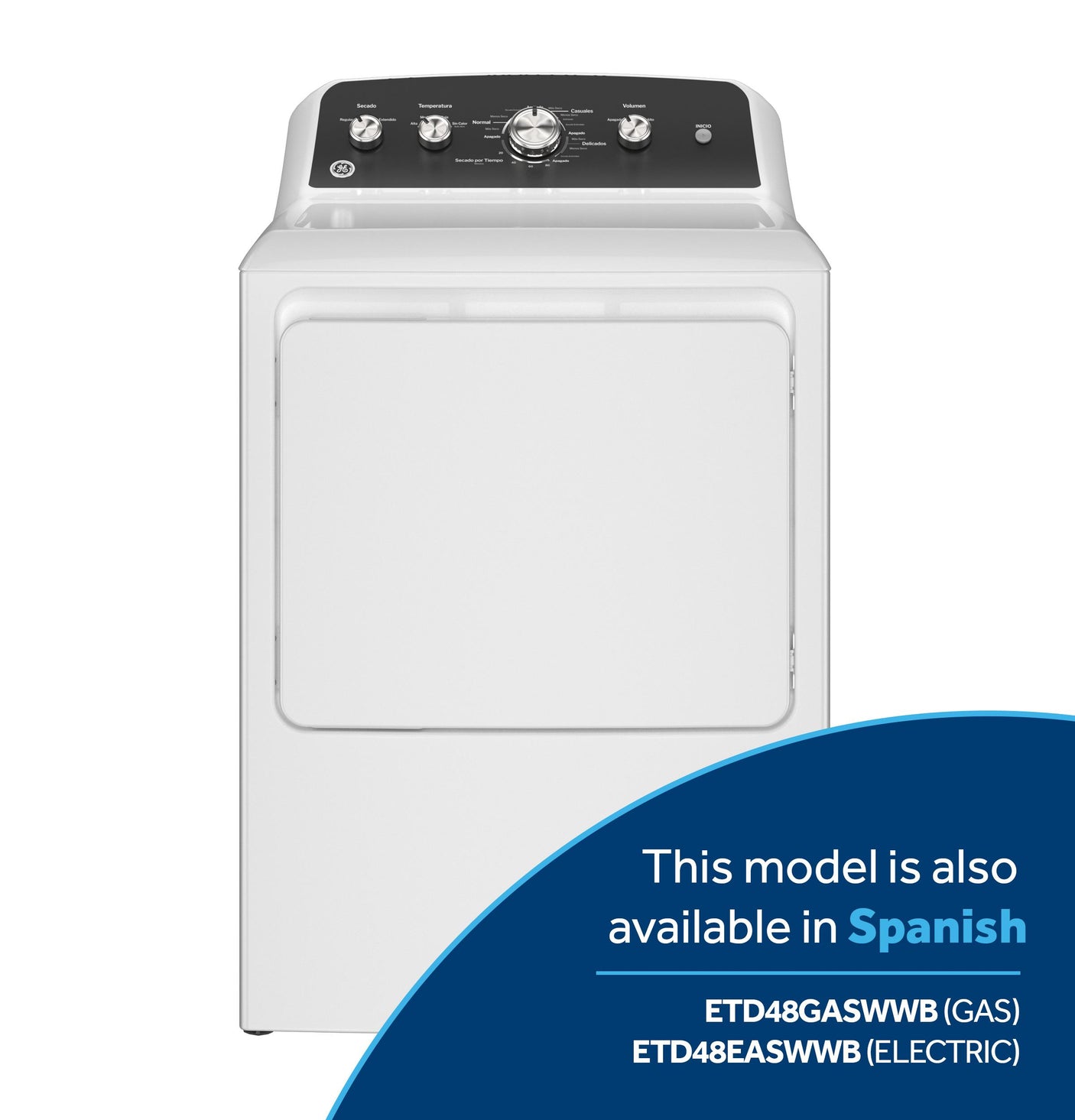 GE® 7.2 cu. ft. Capacity Electric&#x00A0;Dryer with Up To 120 ft. Venting&#x00A0;and&#x00A0;Extended Tumble