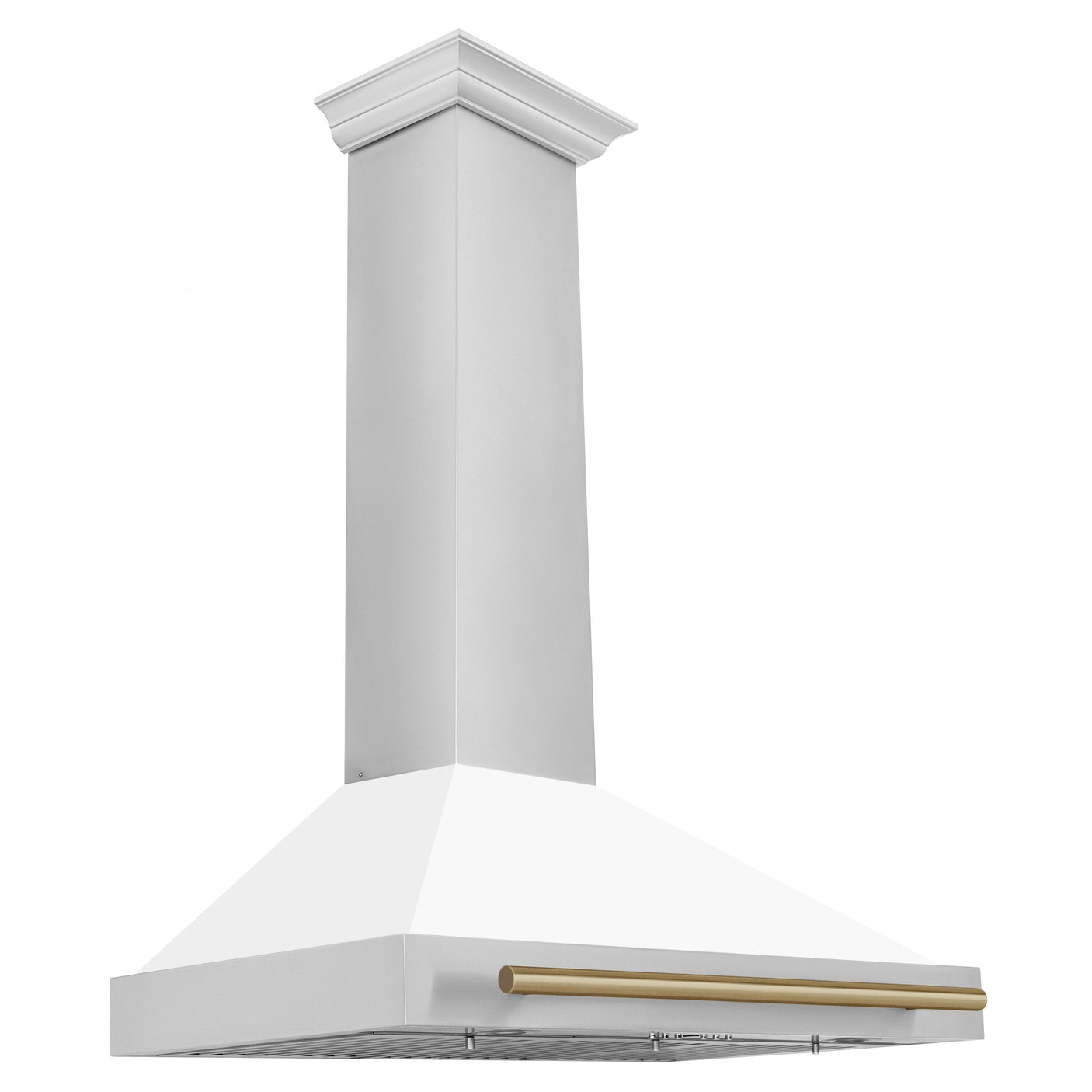 ZLINE 36 in. Autograph Edition Convertible Stainless Steel Range Hood with White Matte Shell and Champagne Bronze Accents (KB4STZ-WM36-CB) [Color: Champagne Bronze Accents]