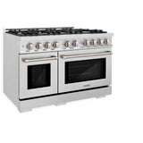 ZLINE 48 in. 6.7 cu. ft. Select Double Oven Gas Range in DuraSnow' Stainless Steel with 8 Brass Burners (HGRS-BR-48)