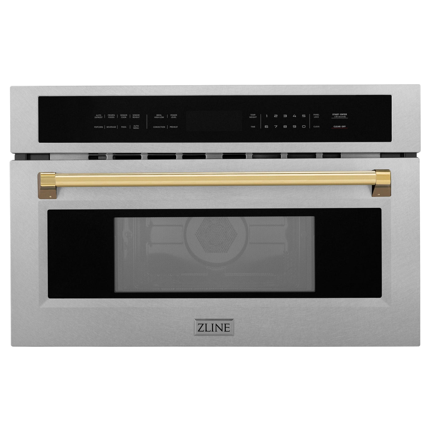 ZLINE 30" Autograph Microwave Oven in DuraSnow Stainless with Polished Gold Accents (MWOZ-30-SS-G)