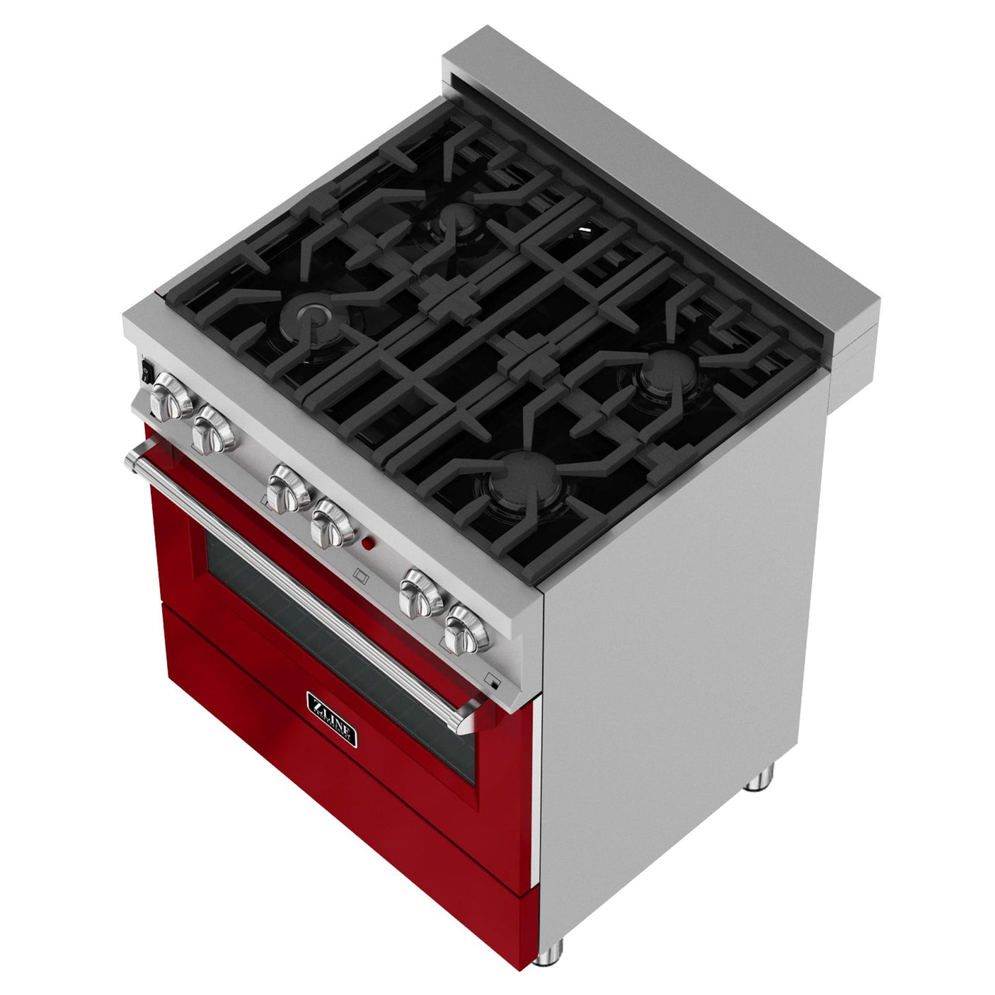 ZLINE 36 in. Professional Dual Fuel Range in DuraSnow Stainless Steel with Color Door Finishes (RAS-SN-36) [Color: Red Gloss]