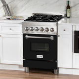 ZLINE 24 in. Professional Dual Fuel Range with Color Door Options (RA24) [Color: Black Matte]