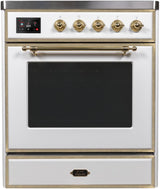 Majestic II 30 Inch Electric Freestanding Range in White with Brass Trim