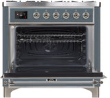 Majestic II 36 Inch Dual Fuel Liquid Propane Freestanding Range in Blue Grey with Chrome Trim