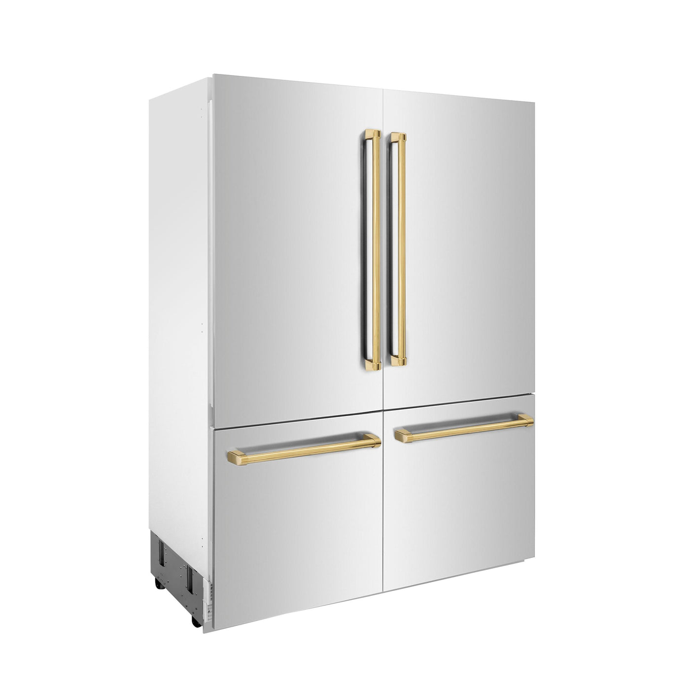 ZLINE 60" Autograph Edition 32.2 cu. ft. Built-in 4-Door French Door Refrigerator with Internal Water and Ice Dispenser in Stainless Steel with Polished Gold Accents (RBIVZ-304-60-G)