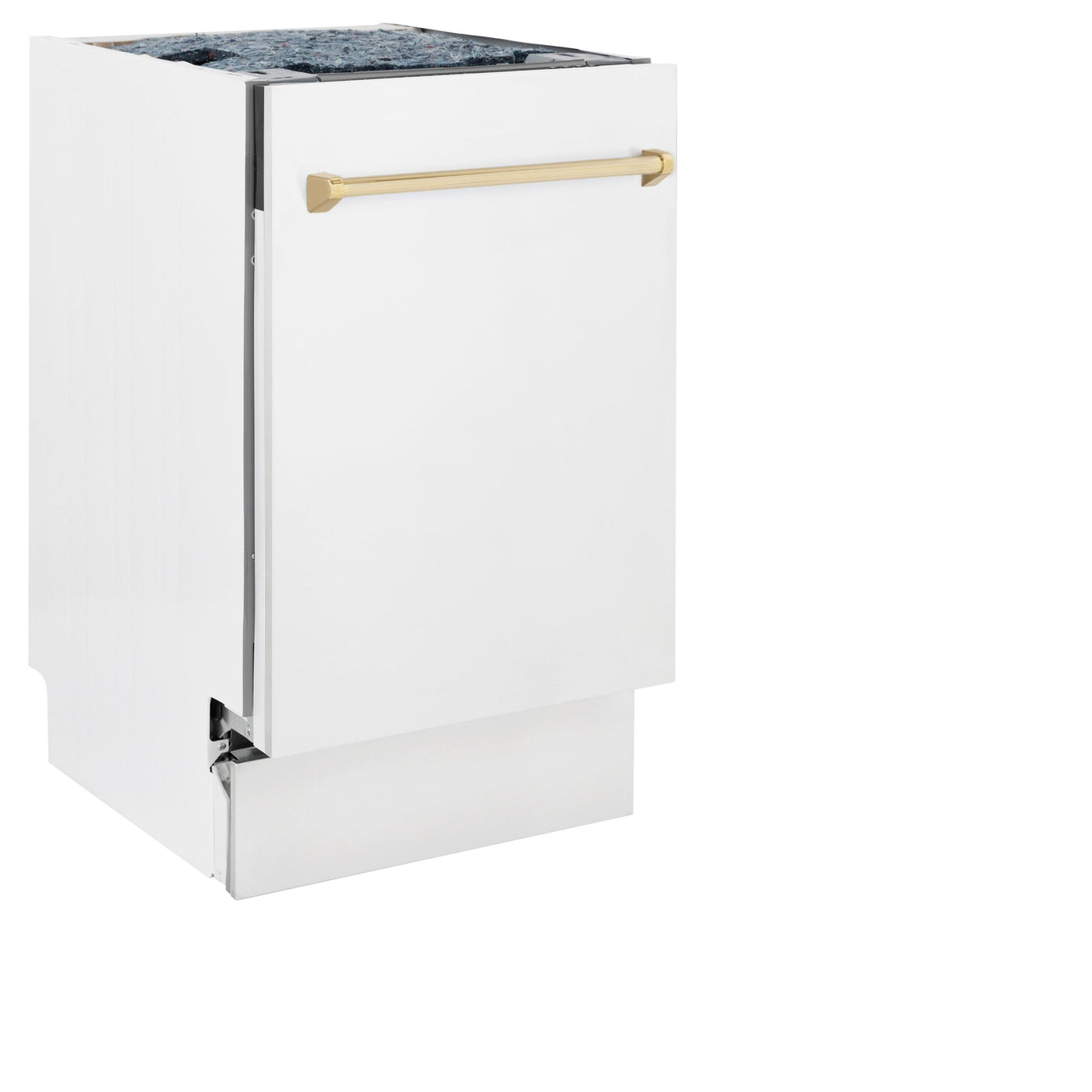 ZLINE Autograph Edition 18" Compact 3rd Rack Top Control Dishwasher in White Matte with Accent Handle, 51dBa (DWVZ-WM-18) [Color: Gold]