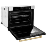 ZLINE 30 in. Autograph Edition Professional True Convection Single Wall Oven with Air Fry and Self Clean in Stainless Steel with Champagne Bronze Handle (WASZ-30-CB)