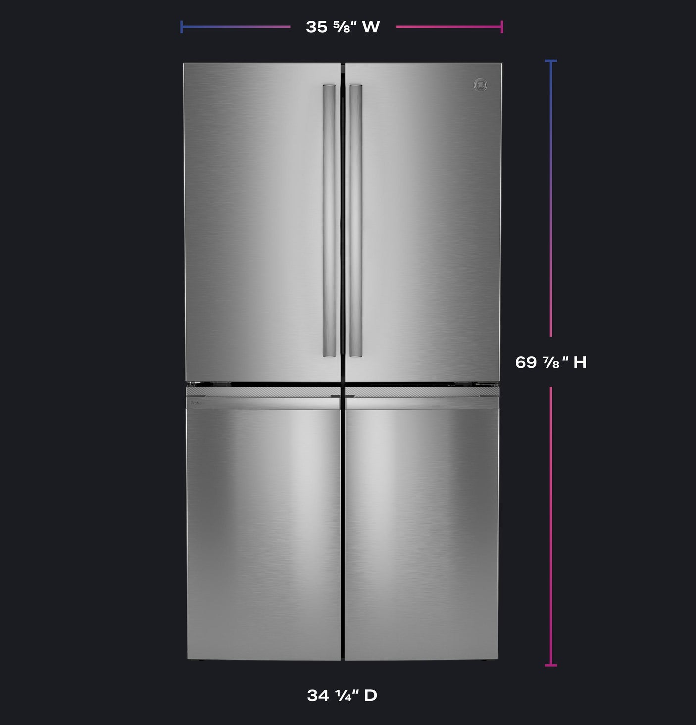 GE Profile™ ENERGY STAR® 22.9 Cu. Ft. Counter-Depth Quad-Door Refrigerator with Dual-Dispense AutoFill Pitcher and Door in Door